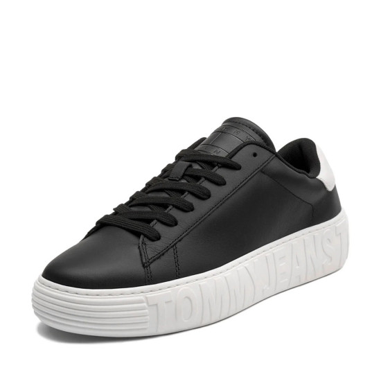 Tommy Hilfiger Monochrome Leather Cupsole Trainers